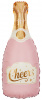 Шар-фигура, фольга, "Бутылка шампанское, розовый", сатин (Falali), 34"/86 см, инд. уп.
