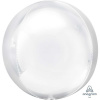 Шар 3D сфера, фольга,  15"/38 см, белый/White (AN)