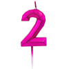 Свеча - цифра "Диамант Маджента 2", 4,5 см