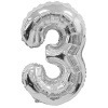 Шар-цифра, фольга, Серебро, "Цифра    3", 36 см (Веселуха), инд. уп.