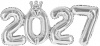 Шары-цифры, фольга, НГ "2027",  серебро, 33"/84 см (Falali)