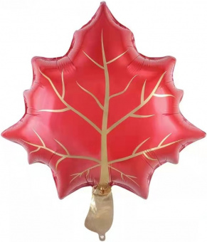 Шар-фигура/ мини фольга, "Лист кленовый", красный (Falali), 14"/36 см, с клапаном