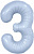 Шар-цифра,  фольга,  Голубой небесный, Slim, "Цифра 3", 102 см (Agura), инд. уп.