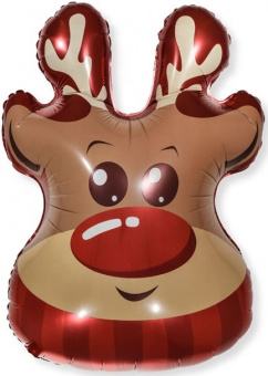 Шар -фигура/ мини фольга,  НГ "Олень голова" (Falali), 13"/33 см, с клапаном