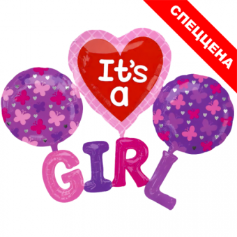 Шар-фигура, фольга, "Новорожденный. Girl", розовый, 51"/129 х 40"/101 см (Falali), инд. уп. (спеццена) 