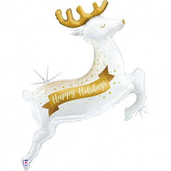 Шар-фигура, фольга,  НГ "Олень новогодний", голография (GRABO), 48"/122 см 