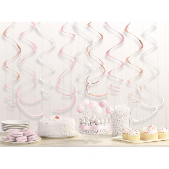 Подвеска фольгированная "Спираль золото розовое, телесный/RoseGold/Blush", 55 см, 12 шт./уп.