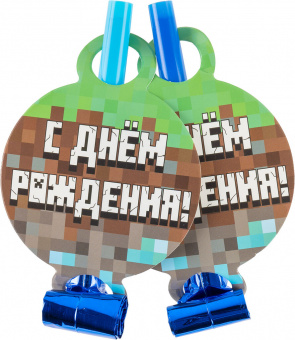 Язычок-гудок "Пиксели", 6 шт.
