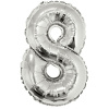 Шар-цифра, фольга, Серебро, "Цифра    8", 36 см (Веселуха), инд. уп.