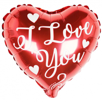  Шар-сердце, фольга, 9"/23 см,  ILY "Я люблю тебя", красный (FMi)