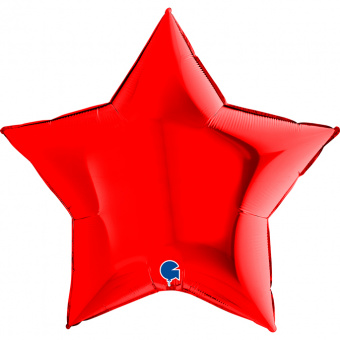 Шар-звезда   9"/23 см, фольга, красный (GRABO)