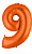 Шар-цифра,  фольга, Оранжевый, "Цифра 9", 102 см (GRABO), инд. уп.